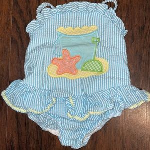 Girls blue and yellow Bailey Boys swimsuit